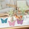 3 pcs Wooden Butterfly Blocks – Pink & Blue Glitter Spring Tabletop Decor